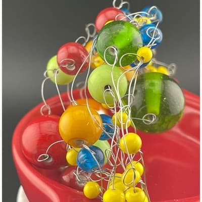 Manouk Sculptural Glass Bead Bracelet Statement Multicolor Wire Wrap art to wear - Thumbnail 7
