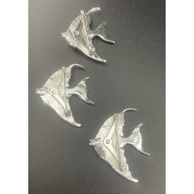 Silver Fish Brooch Components with Art Glass Belly – Designer Ready – Lot of 9 - Thumbnail 9