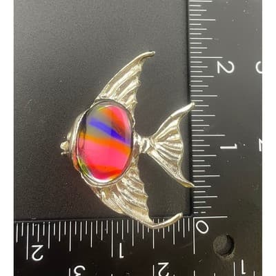 Silver Fish Brooch Components with Art Glass Belly – Designer Ready – Lot of 9 - Thumbnail 3