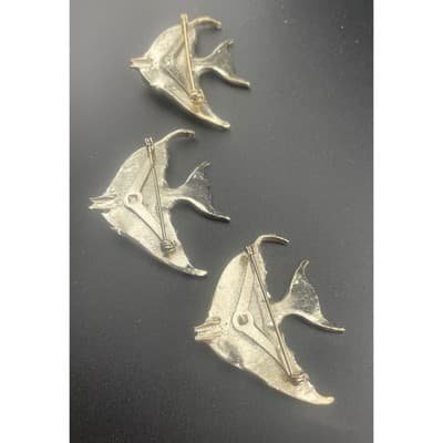 Silver Fish Brooch Components with Art Glass Belly – Designer Ready – Lot of 9 - Thumbnail 5