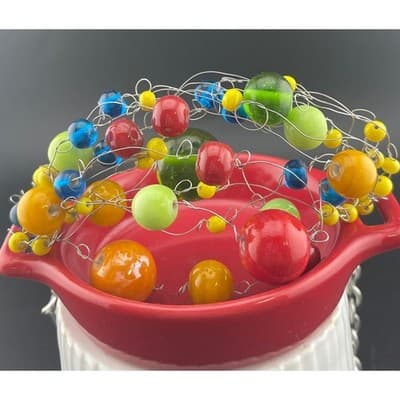 Manouk Sculptural Glass Bead Bracelet Statement Multicolor Wire Wrap art to wear - Thumbnail 5