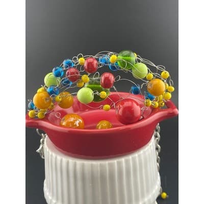 Manouk Sculptural Glass Bead Bracelet Statement Multicolor Wire Wrap art to wear - Thumbnail 12