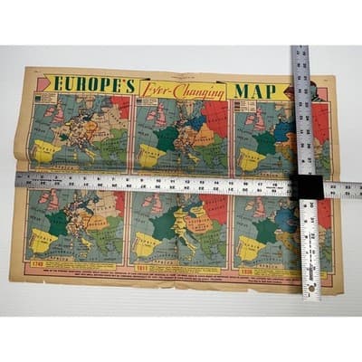 1939 Sunday News Map British Empire Europe Changing WWII Vintage Insert Ephemera - Thumbnail 4