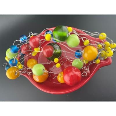 Manouk Sculptural Glass Bead Bracelet Statement Multicolor Wire Wrap art to wear - Thumbnail 15