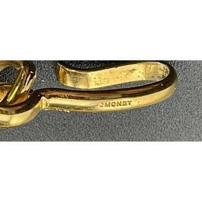 Vintage Monet Enamel Panel Necklace Navy Ivory Gold Tone Statement Collar 1980's - Thumbnail 14