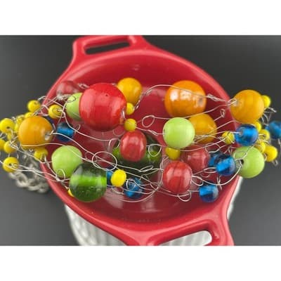 Manouk Sculptural Glass Bead Bracelet Statement Multicolor Wire Wrap art to wear - Thumbnail 14