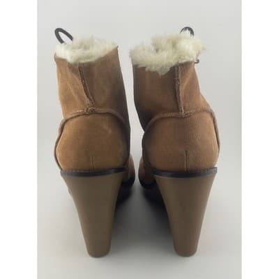 Michael Kors Suede Faux Shearling Wedge Ankle Boots, Size 6, lace-up Women's Tan - Thumbnail 2
