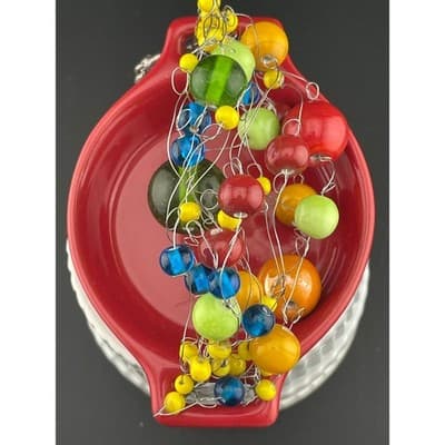 Manouk Sculptural Glass Bead Bracelet Statement Multicolor Wire Wrap art to wear - Thumbnail 9