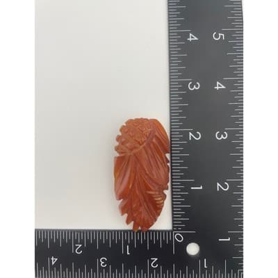 Vintage Art Deco Carved Bakelite Leaf dress clip light brown caramel 30s 40s 2" - Thumbnail 7