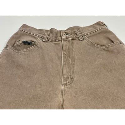 Vintage Lee Riveted High Rise Mom Jeans Sand Beige Stone 26 Distressed Workwear - Thumbnail 3