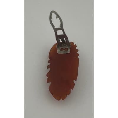 Vintage Art Deco Carved Bakelite Leaf dress clip light brown caramel 30s 40s 2" - Thumbnail 6