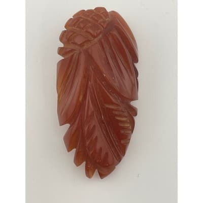 Vintage Art Deco Carved Bakelite Leaf dress clip light brown caramel 30s 40s 2" - Thumbnail 3