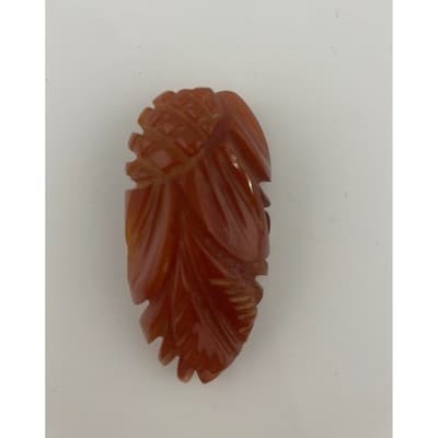 Vintage Art Deco Carved Bakelite Leaf dress clip light brown caramel 30s 40s 2" - Thumbnail 2