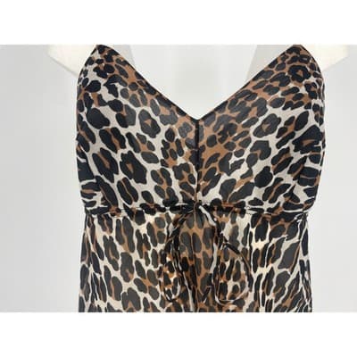 Vintage 60s Vanity Fair Leopard Lingerie Set Deadstock Slip & Sheer Overlay S - Thumbnail 2
