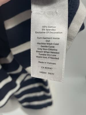 Talbots Long Sleeve Tee Stripe Ooh La La Embroidered Navy White Red Petite SP - Thumbnail 7