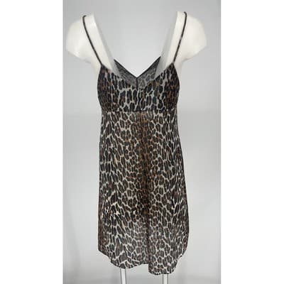 Vintage 60s Vanity Fair Leopard Lingerie Set Deadstock Slip & Sheer Overlay S - Thumbnail 4