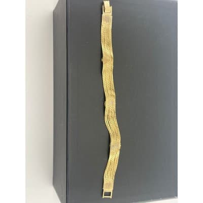 Vintage Gold Tone Multi Strand Layered Chain Bracelet with Rhinestone Accents - Thumbnail 6