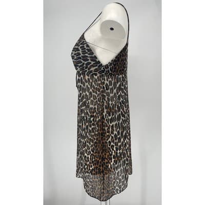 Vintage 60s Vanity Fair Leopard Lingerie Set Deadstock Slip & Sheer Overlay S - Thumbnail 3