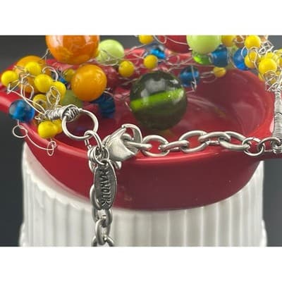 Manouk Sculptural Glass Bead Bracelet Statement Multicolor Wire Wrap art to wear - Thumbnail 21