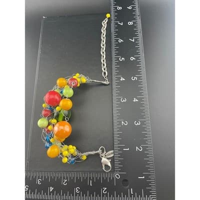 Manouk Sculptural Glass Bead Bracelet Statement Multicolor Wire Wrap art to wear - Thumbnail 23