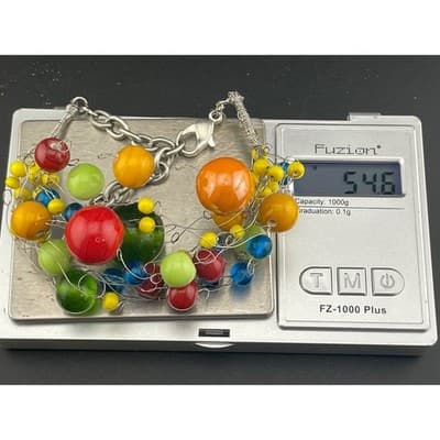 Manouk Sculptural Glass Bead Bracelet Statement Multicolor Wire Wrap art to wear - Thumbnail 22