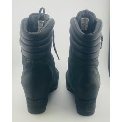 Sorel Black Suede Leather Wedge Lace Up Hiking Boots Women's size 10 EUC booties - Thumbnail 6