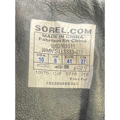 Sorel Black Suede Leather Wedge Lace Up Hiking Boots Women's size 10 EUC booties - Thumbnail 13