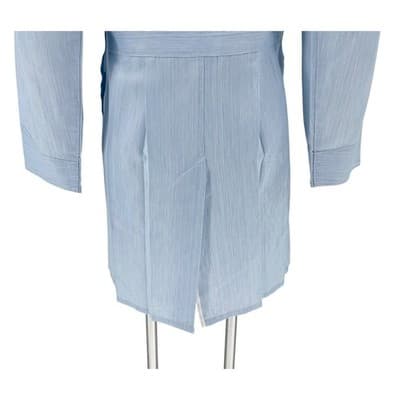 Vintage 60s Blue Striped Chore Coat Workwear Lab Jacket M L USA Unisex Bespoke - Thumbnail 5