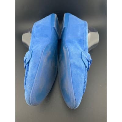 Franco Sarto Blue Suede Horsebit Loafers Size 11 Moc Toe Slip On Flats Italy - Thumbnail 5