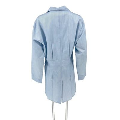 Vintage 60s Blue Striped Chore Coat Workwear Lab Jacket M L USA Unisex Bespoke - Thumbnail 4