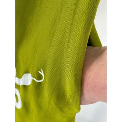 Massimo Alba Silk Shift Dress L Chartreuse Pea Green Hand Painted Snake Tunic - Thumbnail 6