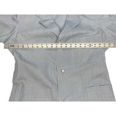 Vintage 60s Blue Striped Chore Coat Workwear Lab Jacket M L USA Unisex Bespoke - Thumbnail 12