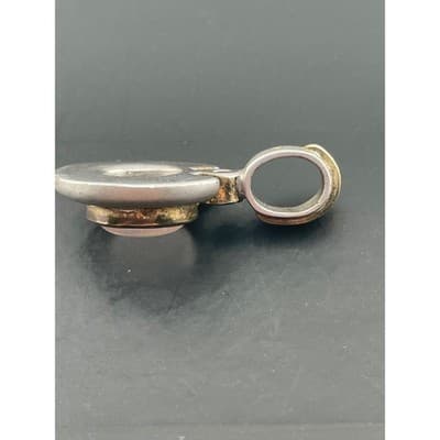 Artisan Sterling pendant Rose Quartz Mixed Metal Look handcrafted vtg 90s 2000s - Thumbnail 5
