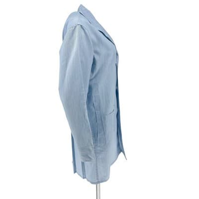 Vintage 60s Blue Striped Chore Coat Workwear Lab Jacket M L USA Unisex Bespoke - Thumbnail 3