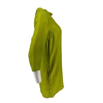 Massimo Alba Silk Shift Dress L Chartreuse Pea Green Hand Painted Snake Tunic - Thumbnail 4