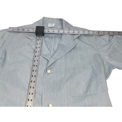Vintage 60s Blue Striped Chore Coat Workwear Lab Jacket M L USA Unisex Bespoke - Thumbnail 11