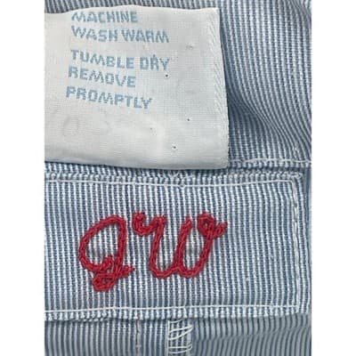 Vintage 60s Blue Striped Chore Coat Workwear Lab Jacket M L USA Unisex Bespoke - Thumbnail 7