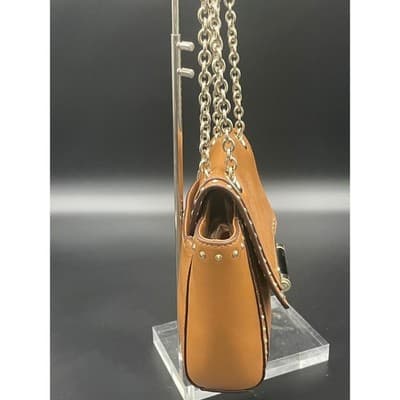 Diane von Furstenberg Highline Chain Bag Tan Leather Studded Shoulder Crossbody - Thumbnail 3