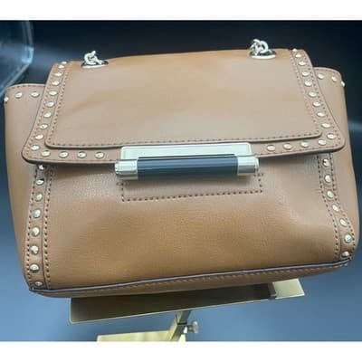 Diane von Furstenberg Highline Chain Bag Tan Leather Studded Shoulder Crossbody - Thumbnail 5