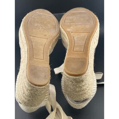 Boden Suede Lace Up Espadrille Wedges Beige Tan Ankle Tie Spain EU 39 US 8.5 9 - Thumbnail 9