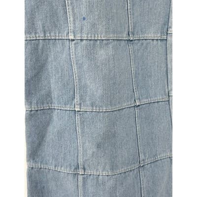 Y2K Patchwork Grid Denim Jeans Mid Rise Flare Raw Hem 26 27 Vintage - Thumbnail 6