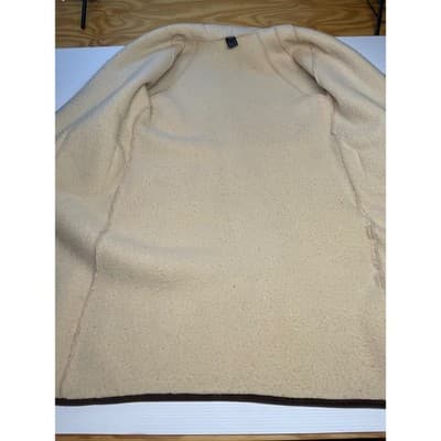 Vintage 70s Wool Sherpa Teddy Coat Oversized Unisex Scandi Cream Brown Woolmark - Thumbnail 16