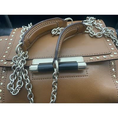 Diane von Furstenberg Highline Chain Bag Tan Leather Studded Shoulder Crossbody - Thumbnail 7