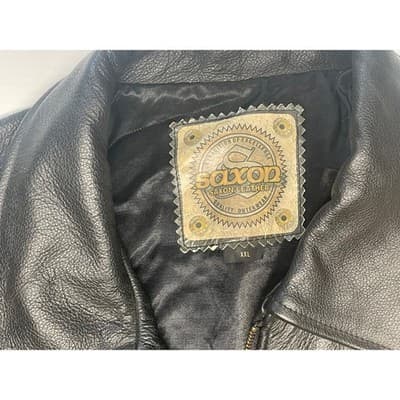 Saxon Geek Squad Leather Jacket XXL Black Moto Bomber Best Buy Uniform 2X - Thumbnail 3