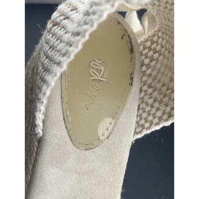 Boden Suede Lace Up Espadrille Wedges Beige Tan Ankle Tie Spain EU 39 US 8.5 9 - Thumbnail 11