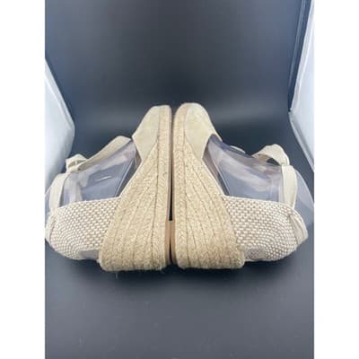 Boden Suede Lace Up Espadrille Wedges Beige Tan Ankle Tie Spain EU 39 US 8.5 9 - Thumbnail 5