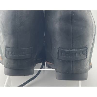 Sorel Black Suede Leather Wedge Lace Up Hiking Boots Women's size 10 EUC booties - Thumbnail 10