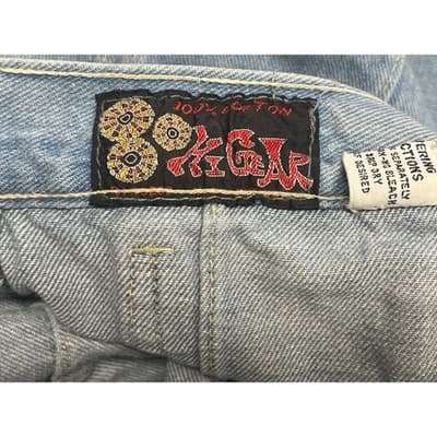 Y2K Patchwork Grid Denim Jeans Mid Rise Flare Raw Hem 26 27 Vintage - Thumbnail 10