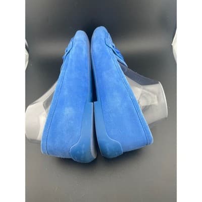 Franco Sarto Blue Suede Horsebit Loafers Size 11 Moc Toe Slip On Flats Italy - Thumbnail 6
