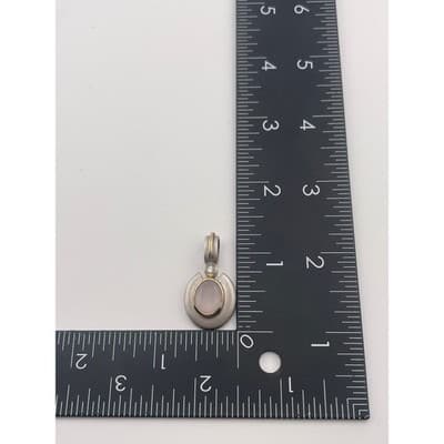 Artisan Sterling pendant Rose Quartz Mixed Metal Look handcrafted vtg 90s 2000s - Thumbnail 9